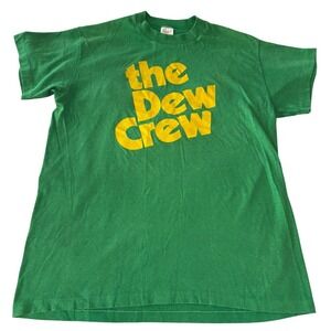 VTG 80s Mountain Dew T Shirt L Single Stitch The Dew Crew Stedman Made in USA